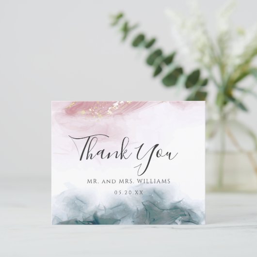 Elegante AlkoholInk Blush Blue Wasserfarbe Vielen (Stehend Vorderseite)