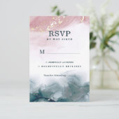 Elegante Alkoholtink Blush Blue Wasserfarbe Modern RSVP Karte (Stehend Vorderseite)
