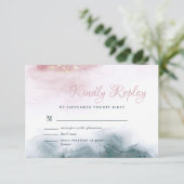 Elegante Alkoholtink Blush Blue Wasserfarbe Modern RSVP Karte (Stehend Vorderseite)