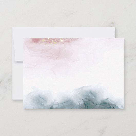 Elegante Alkoholtink Blush Blue Wasserfarbe Modern RSVP Karte (Rückseite)