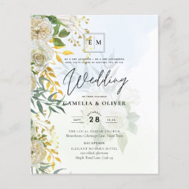 Elegante All-in-1 White Roses Botanische Hochzeit Flyer