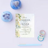 Elegante All-in-1 White Roses Botanische Hochzeit Flyer (Einzeln)