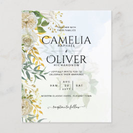 Elegante All-in-1 White Roses Botanische Hochzeit Flyer