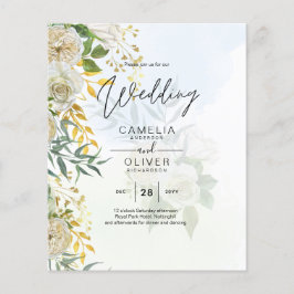 Elegante All-in-1 White Roses Botanische Hochzeit Flyer