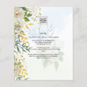 Elegante All-in-1 White Roses Botanische Hochzeit Flyer (Hinten)