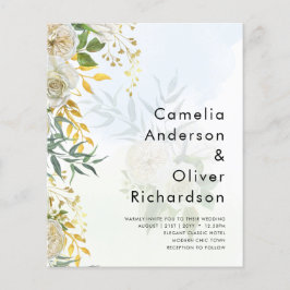 Elegante All-in-1 White Roses Botanische Hochzeit Flyer