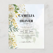 Elegante All-in-1 White Roses Botanische Hochzeit Flyer (Vorne)