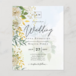 Elegante All-in-1 White Roses Botanische Hochzeit Flyer