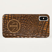 Elegante Alligatorleder-Monogramm Case-Mate iPhone Hülle (Rückseite (Horizontal))