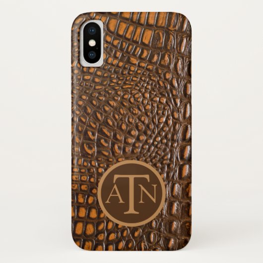 Elegante Alligatorleder-Monogramm Case-Mate iPhone Hülle (Rückseite)