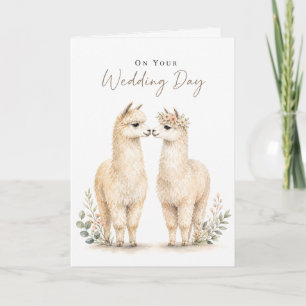 Elegante Alpaka-Hochzeitskarte Karte