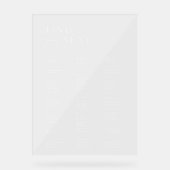 Elegante Alphabetische Hochzeit für Ihren Sitzplat Acrylschild (Vorderseite)