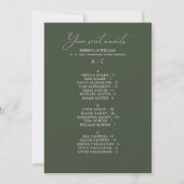 Elegante Alphabetische Hochzeitssattelkarte (Rückseite)