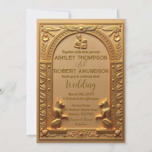 Elegante alte ägyptische Goldhochzeit Einladung (Vorderseite)