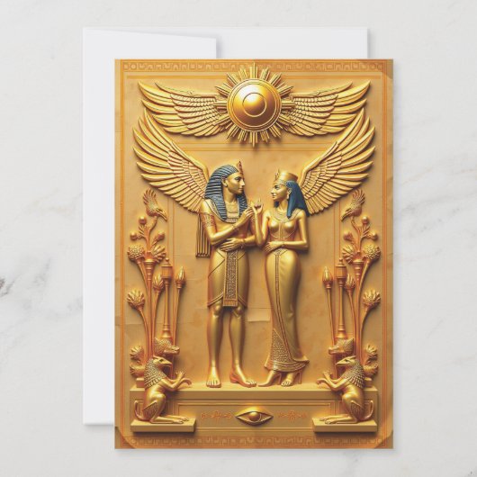 Elegante alte ägyptische Goldhochzeit Einladung (Rückseite)