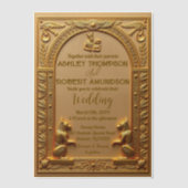 Elegante alte ägyptische Goldhochzeit Pergament Einladungen (Vorderseite)