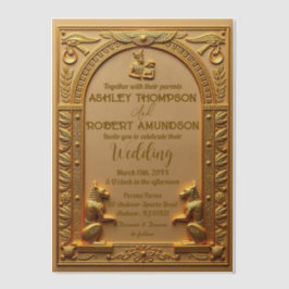 Elegante alte ägyptische Goldhochzeit Pergament Einladungen