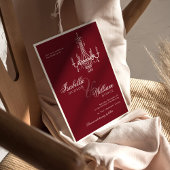 Elegante alte burgunderrote QR-Code-Hochzeit Einladung