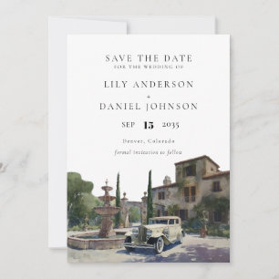Elegante alte Geld Landgut Hochzeit Save The Date