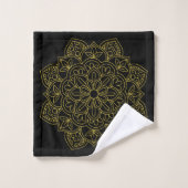Elegante Alte Gold-Mandalas auf Schwarz Badhandtuch Set (Waschlappen)