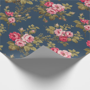 Elegante alte rosa Rosen - blauer Hintergrund Geschenkpapier