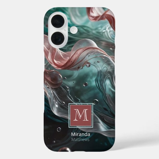 Elegante Alte Rose und Smaragdsilk-Typografie Case-Mate iPhone Hülle (Rückseite)