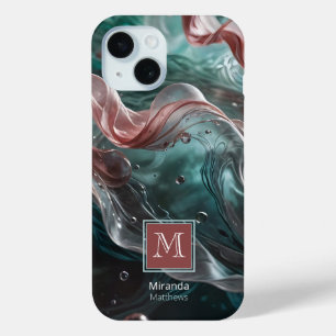 Elegante Alte Rose und Smaragdsilk-Typografie Case-Mate iPhone Hülle