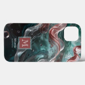 Elegante Alte Rose und Smaragdsilk-Typografie Case-Mate iPhone Hülle (Rückseite (Horizontal))