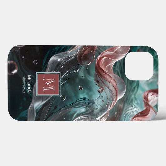 Elegante Alte Rose und Smaragdsilk-Typografie Case-Mate iPhone Hülle (Rückseite (Horizontal))