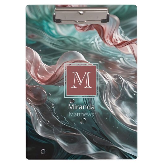 Elegante Alte Rose und Smaragdsilk-Typografie Klemmbrett (Vorderseite)