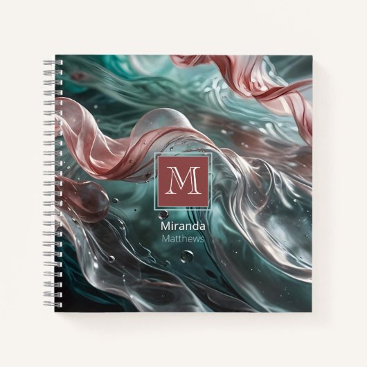 Elegante Alte Rose und Smaragdsilk-Typografie Notizblock (Vorderseite)