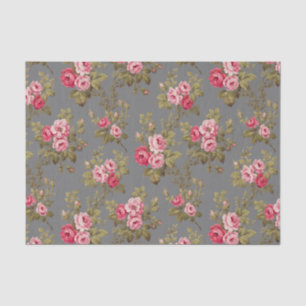 Elegante alte Rosen in Rosa - grauer Hintergrund Seidenpapier