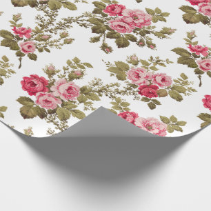 Elegante alte Rosen in Rosa - weißer Hintergrund Geschenkpapier