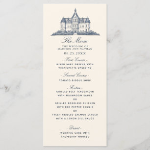 Elegante alte Schlossvilla Hochzeit Menükarte