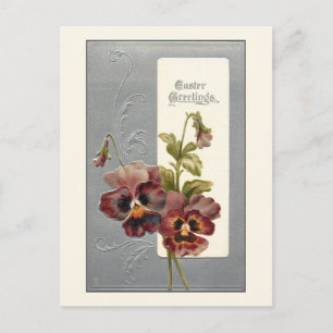 Elegante alte Stiefmütterchen mit Ostergrüßen Postkarte