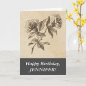 Elegante, altmodische Look Blume glücklich Geburts Karte (Gelbe Blume)