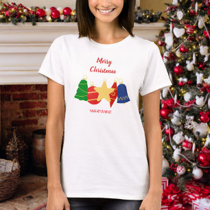 Elegante, altmodische Weihnachtsschmuckfamilie T-Shirt