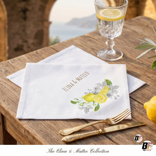 Elegante Amalfi-Zitrone Botanische Hochzeit Serviette