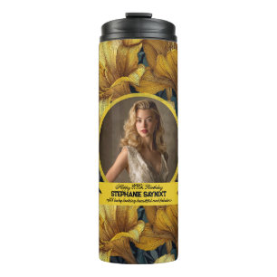 Elegante Amaryllis-Meilenstein-Geburtstagsgeschenk Thermosbecher