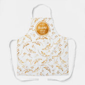 Elegante, ambulante Goldbeeren auf weißem Muster Schürze (Vorderseite)