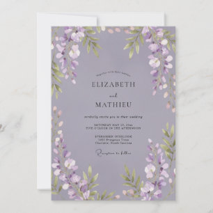 Elegante Amethyst-Wisteria-Hochzeit Einladung