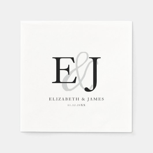 Elegante Ampersand Classic Monogram Wedding Serviette (Vorderseite)
