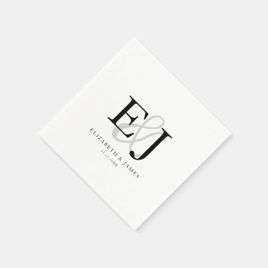 Elegante Ampersand Classic Monogram Wedding Serviette (Ecke)