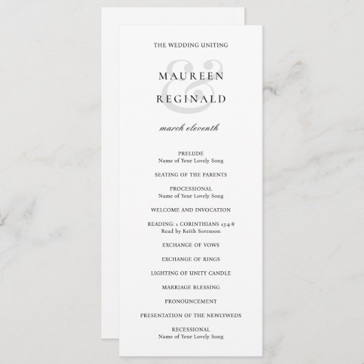 Elegante Ampersand formale traditionelle Hochzeit Programm (Vorne/Hinten)