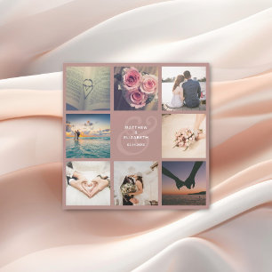 Elegante Ampersand Foto Collage Wedding Vielen Dan Magnetkarte