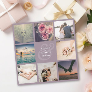 Elegante Ampersand Foto Collage Wedding Vielen Dan Magnetkarte