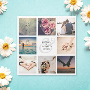 Elegante Ampersand Foto Collage Wedding Vielen Dan Magnetkarte