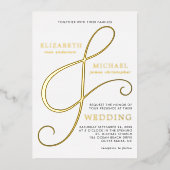 Elegante Ampersand Gold Moderne Hochzeit Folieneinladung (Vorderseite)