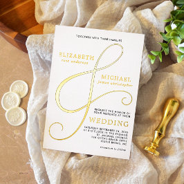 Elegante Ampersand Gold Moderne Hochzeit Folieneinladung