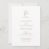 Elegante Ampersand Mocha Mousse Monogram Wedding Einladung (Vorderseite)